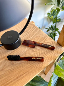 Jaspè Moustache & Beard Boar Hair Brush/ Comb Set